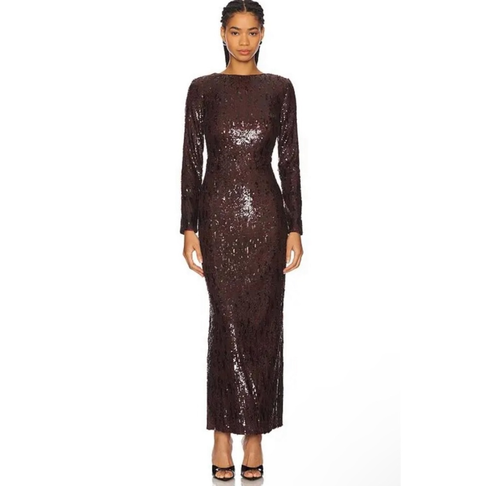 Line & Dot Chelsea Brown long sleeve midi dress NEW